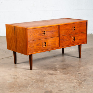 Mid Century Danish Modern Side Table Entryway Chest 4 Drawer Teak Wood End Mcm Compact Entry Nightstand