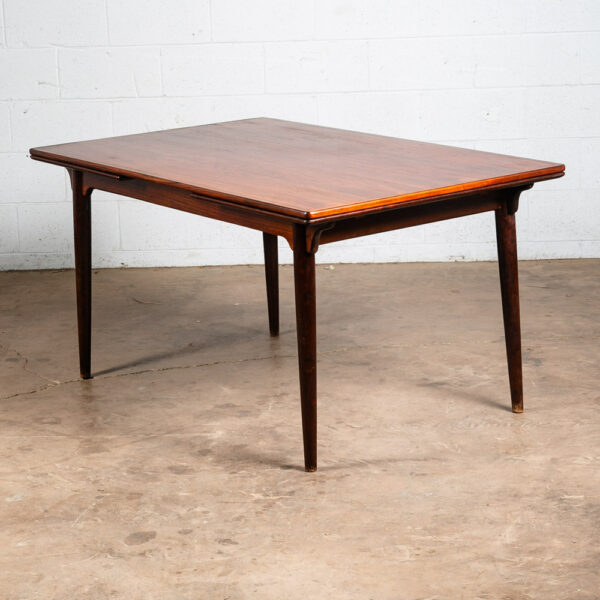 Mid Century Danish Modern Dining Table Brazilian Rosewood Extension 2 Draw Leaf - Image 11