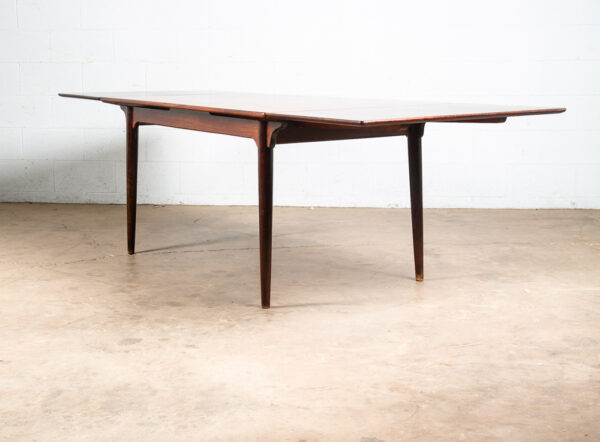 Mid Century Danish Modern Dining Table Brazilian Rosewood Extension 2 Draw Leaf - Image 7
