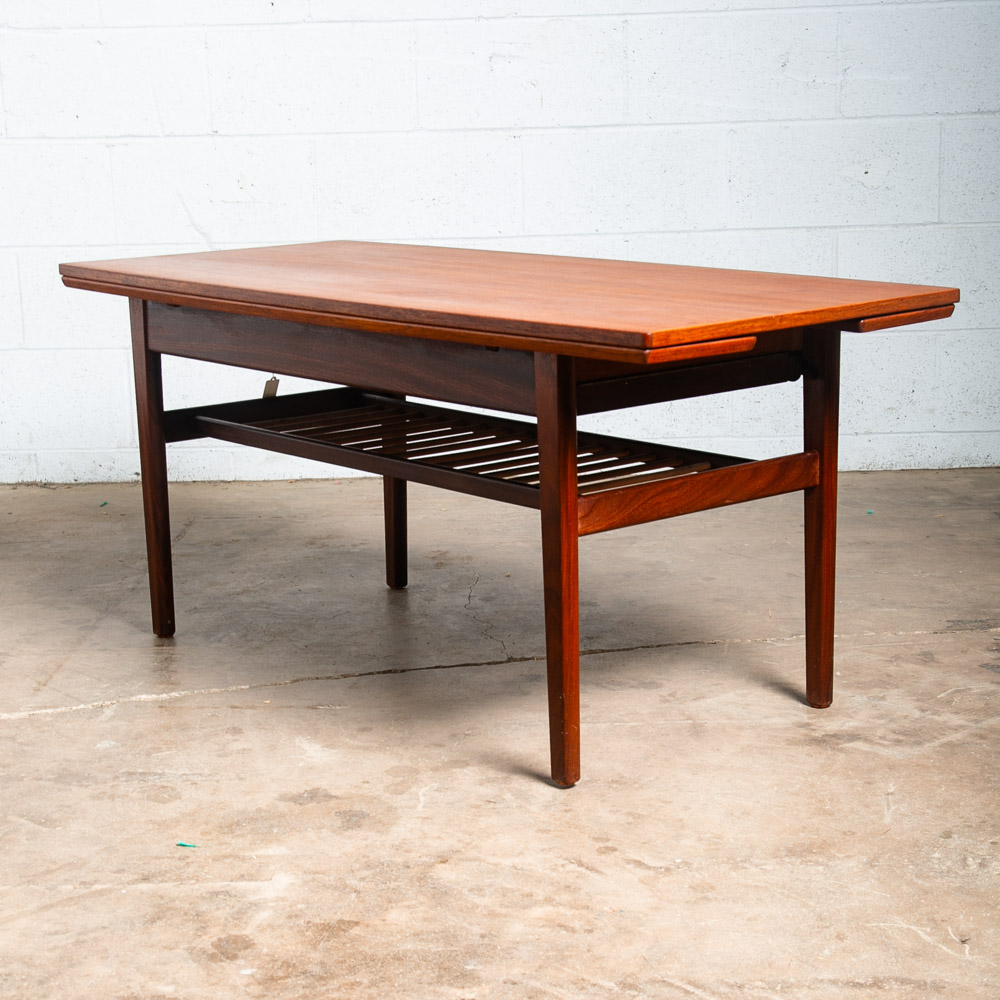 Mid Century Danish Modern Coffee Table Teak Elevator Dining Transforming Denmark - Image 5