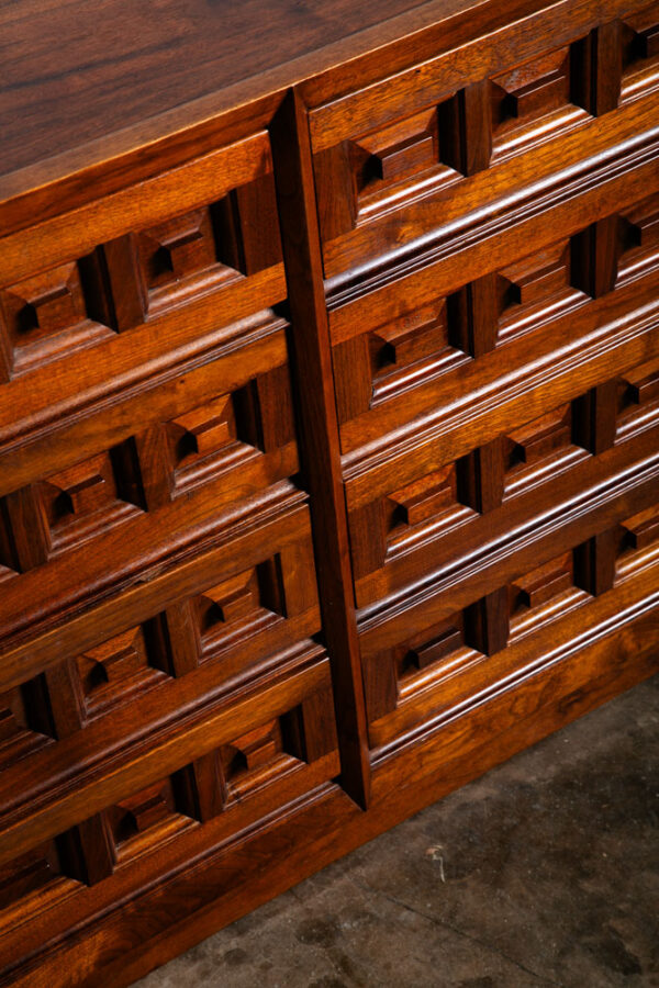 Mid Century Modern Credenza Dresser 12 Drawer Solid Walnut Vintage Cabinet 93" - Image 11