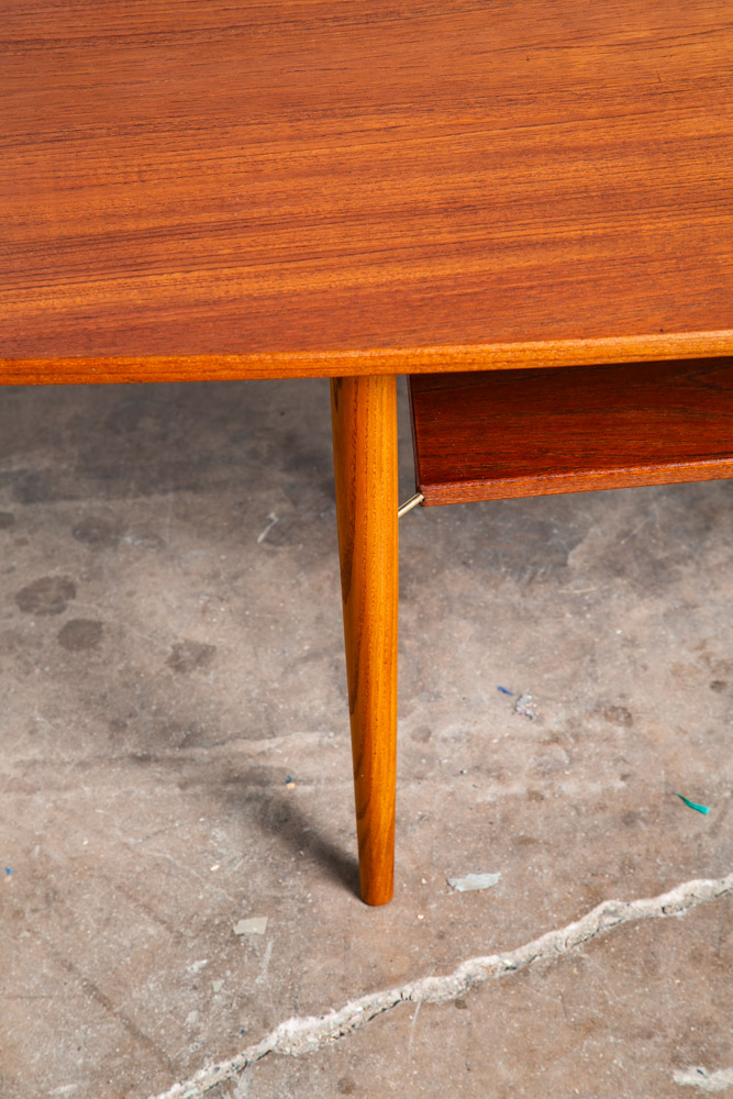 Mid Century Danish Modern Coffee Table Solid Teak Denmark Surfboard Shelf Mcm M - Image 10