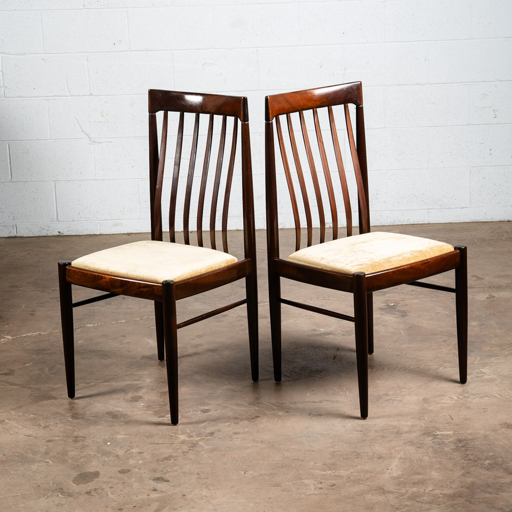 Mid Century Danish Modern Dining Chairs Set High back HW Klein Bramin Velvet Mcm