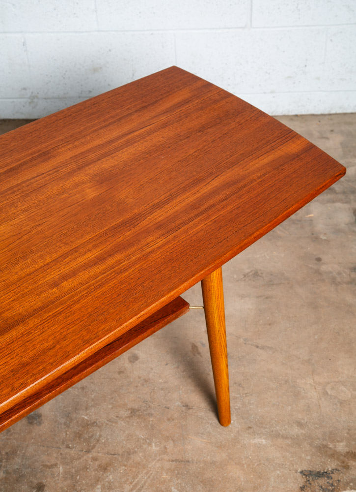 Mid Century Danish Modern Coffee Table Solid Teak Denmark Surfboard Shelf Mcm M - Image 7