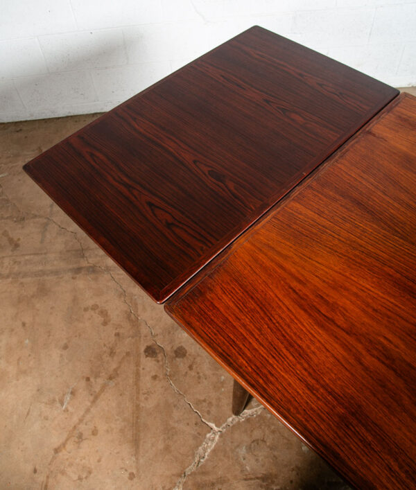 Mid Century Danish Modern Dining Table Brazilian Rosewood Extension 2 Draw Leaf - Image 6