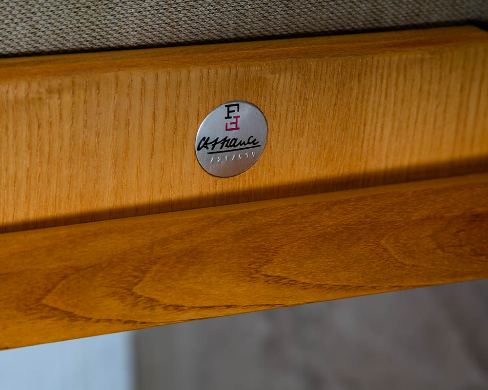 Mid Century Danish Modern Lounge Chair France Son Solid Oak Adrian Heath White - Image 7