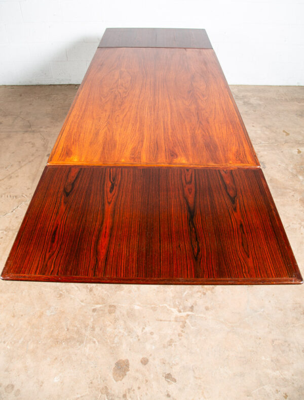 Mid Century Danish Modern Dining Table Brazilian Rosewood Extension 2 Draw Leaf - Image 4