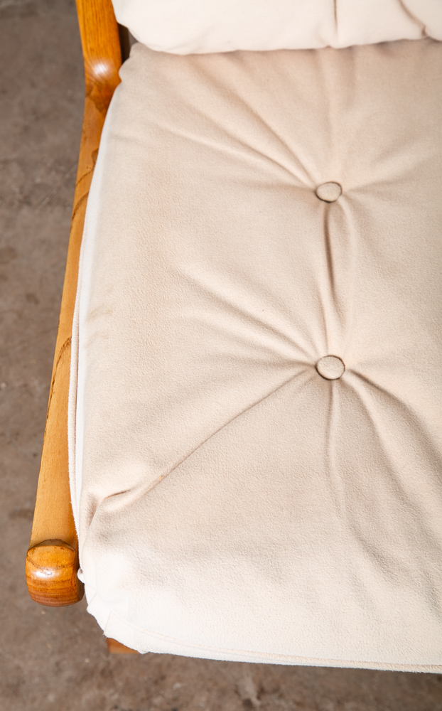 Mid Century Danish Modern Lounge Chair France Son Solid Oak Adrian Heath White - Image 12