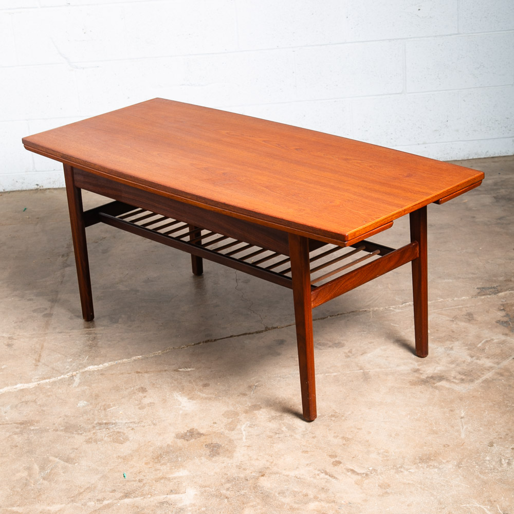 Mid Century Danish Modern Coffee Table Teak Elevator Dining Transforming Denmark - Image 6