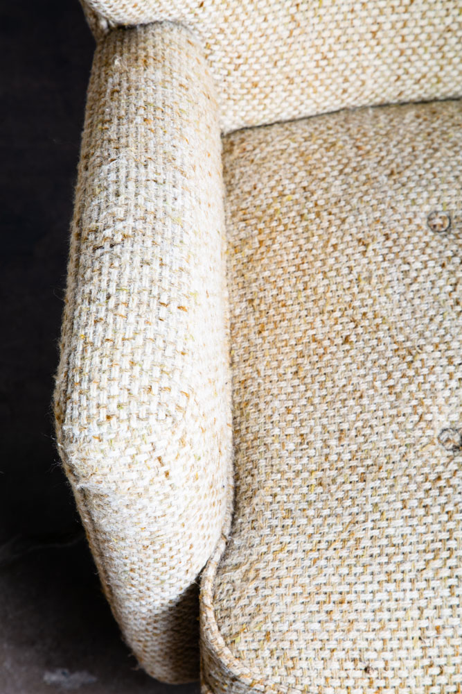 Mid Century Modern Lounge Chair Set Swivel White Nubby Pair 2 Danish Vintage Two - Image 9