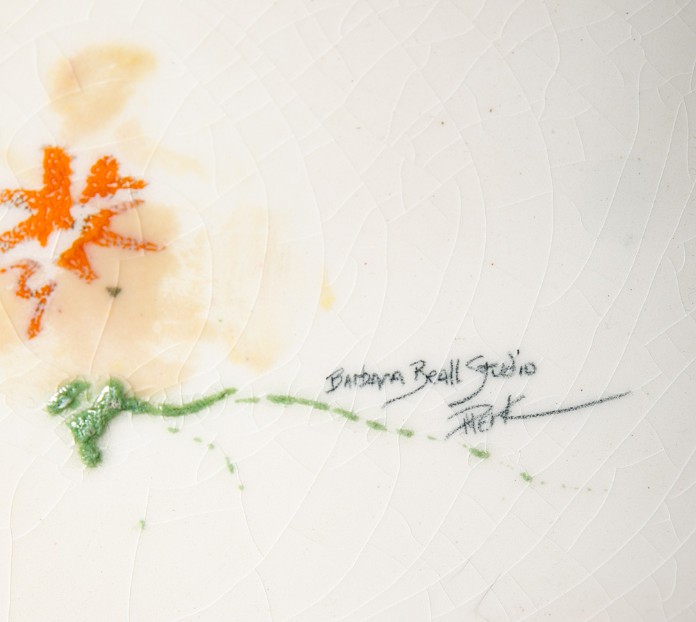 Mid Century Modern Studio Ceramic Tile Original Art Flowers 70s Barbara Beall NM - Image 5