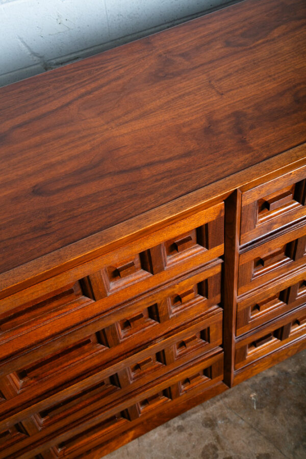 Mid Century Modern Credenza Dresser 12 Drawer Solid Walnut Vintage Cabinet 93" - Image 6
