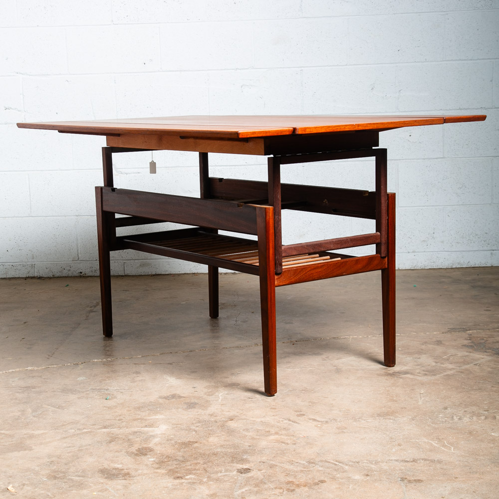 Mid Century Danish Modern Coffee Table Teak Elevator Dining Transforming Denmark - Image 4