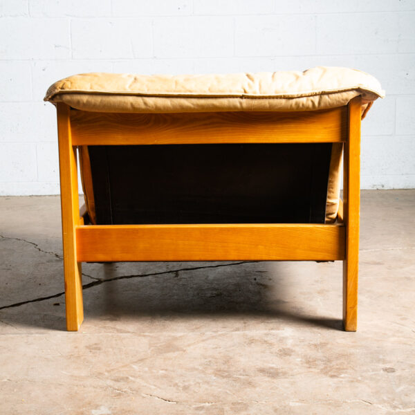 Mid Century Danish Modern Lounge Chair Armchair Natural Leather Tan Solid Wood - Image 7