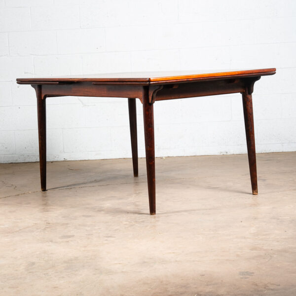 Mid Century Danish Modern Dining Table Brazilian Rosewood Extension 2 Draw Leaf - Image 3