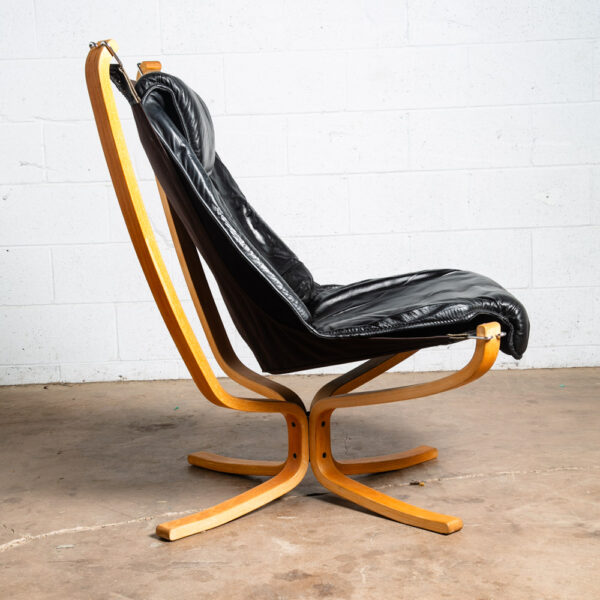Mid Century Danish Modern Lounge Chairs Pair Black Leather Sigurd Ressell Falcon - Image 5