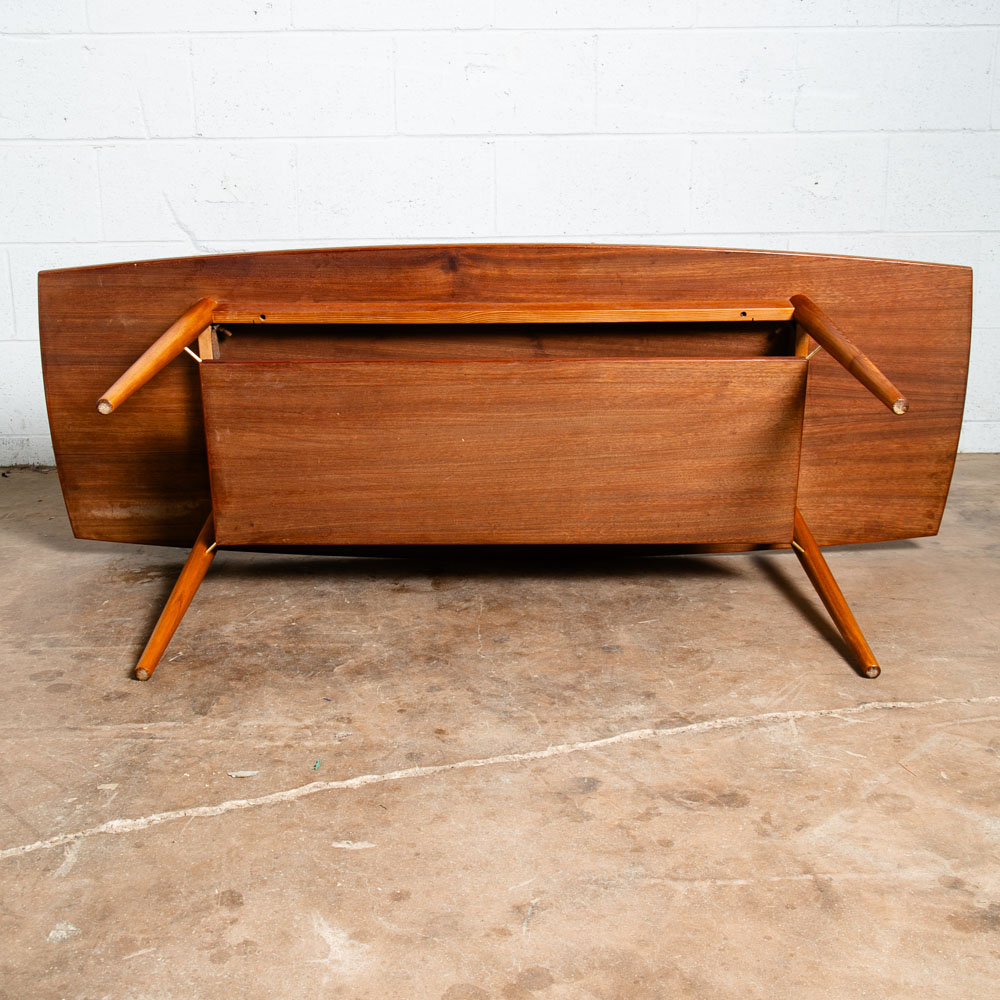 Mid Century Danish Modern Coffee Table Solid Teak Denmark Surfboard Shelf Mcm M - Image 5