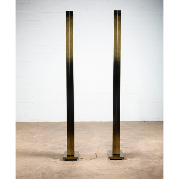 Mid Century Modern Floor Skyscraper Lamp set Casella Lighting Brass Gold Pair Halogen Mcm Two Tall Italy - Image 2