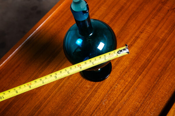 Mid Century Modern Art Glass Vase Blue Nanny Still Round Finnish Liquer Pitcher - Image 9
