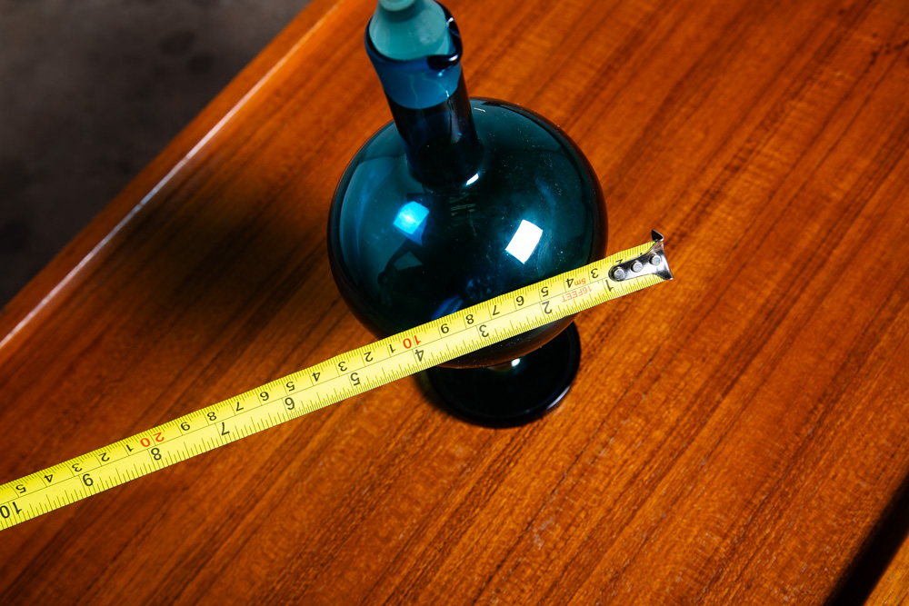 Mid Century Modern Art Glass Vase Blue Nanny Still Round Finnish Liquer Pitcher - Image 9