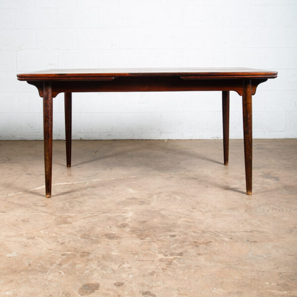 Mid Century Danish Modern Dining Table Brazilian Rosewood Extension 2 Draw Leaf - Image 5
