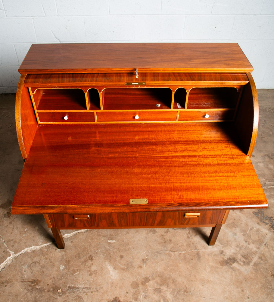 Mid Century Danish Modern Desk Rolltop Secretary Teak Wood Denmark Vintage Legs - Image 6