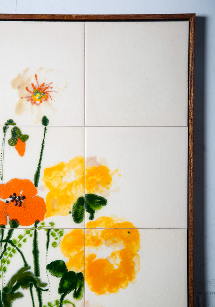 Mid Century Modern Studio Ceramic Tile Original Art Flowers 70s Barbara Beall NM - Image 10