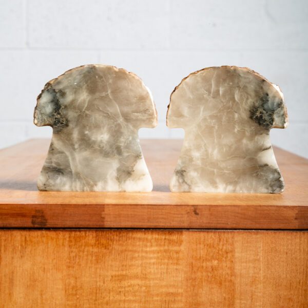 Mid Century Modern Bookends Solid Marble Heavy Abstract Magic Mushroom Book End - Image 2