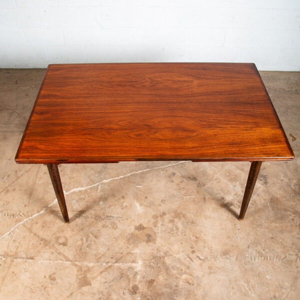 Mid Century Danish Modern Dining Table Brazilian Rosewood Extension 2 Draw Leaf - Image 2