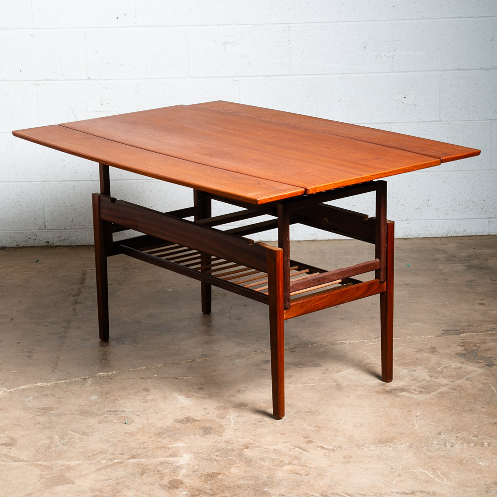 Mid Century Danish Modern Coffee Table Teak Elevator Dining Transforming Denmark - Image 8