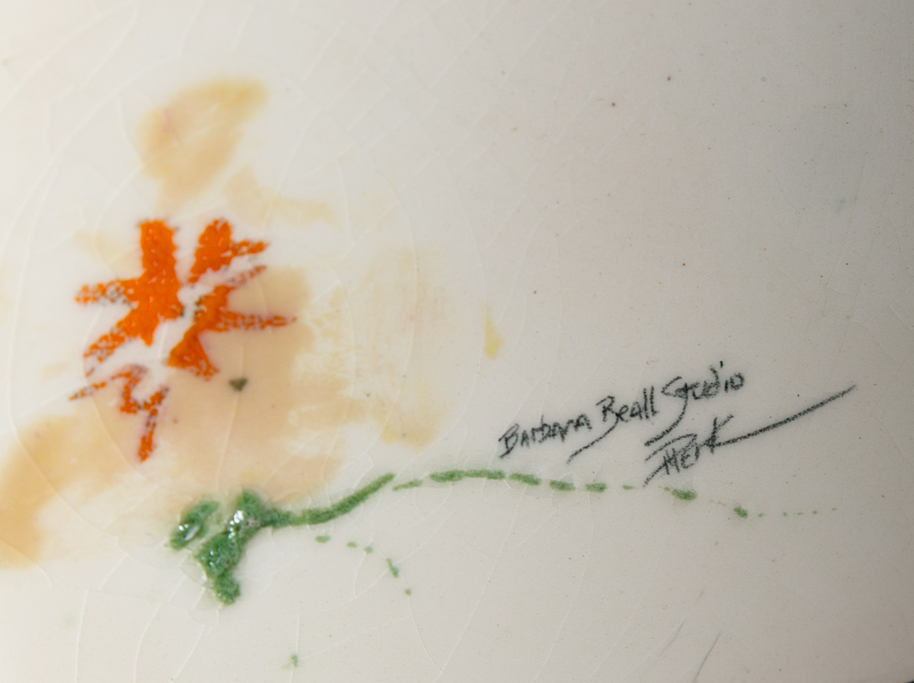 Mid Century Modern Studio Ceramic Tile Original Art Flowers 70s Barbara Beall NM - Image 11