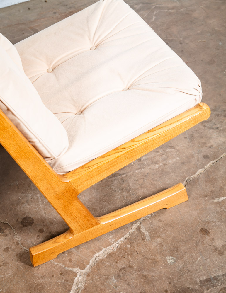 Mid Century Danish Modern Lounge Chair France Son Solid Oak Adrian Heath White - Image 10