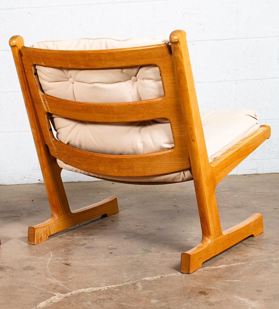 Mid Century Danish Modern Lounge Chair France Son Solid Oak Adrian Heath White - Image 4