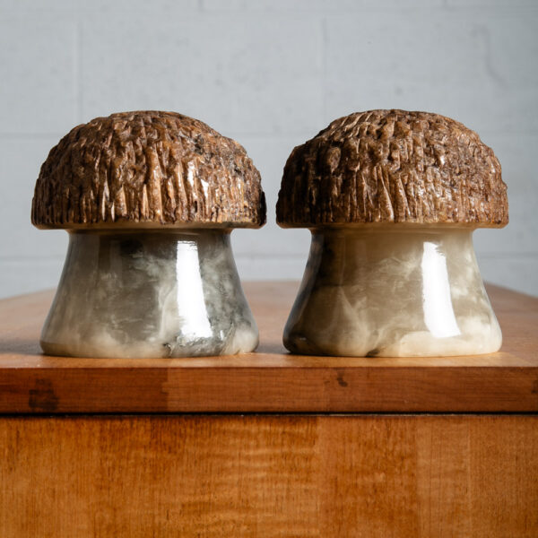 Mid Century Modern Bookends Solid Marble Heavy Abstract Magic Mushroom Book End