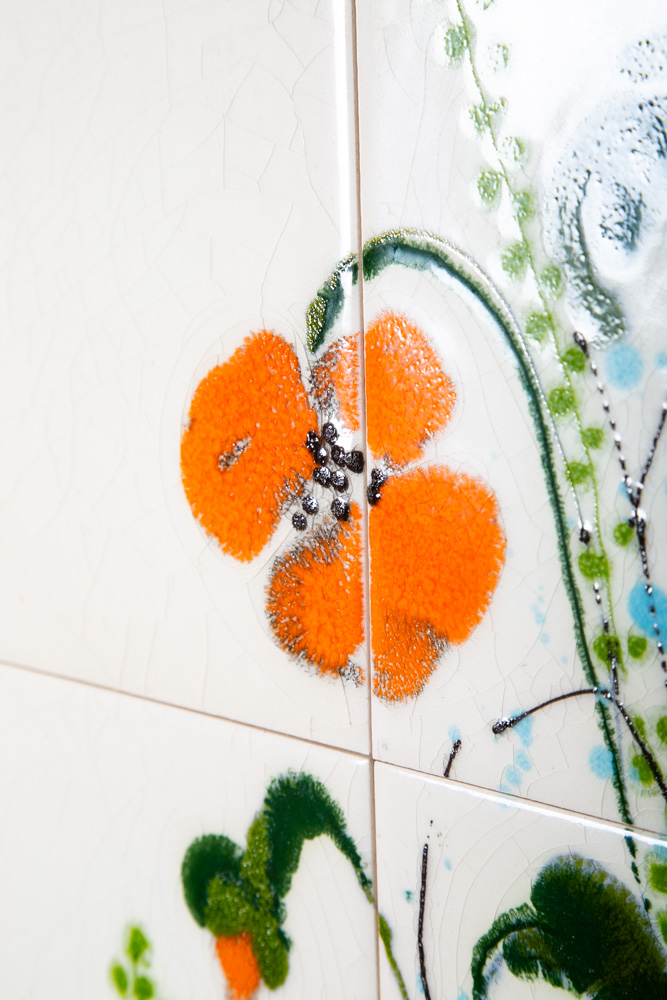 Mid Century Modern Studio Ceramic Tile Original Art Flowers 70s Barbara Beall NM - Image 12