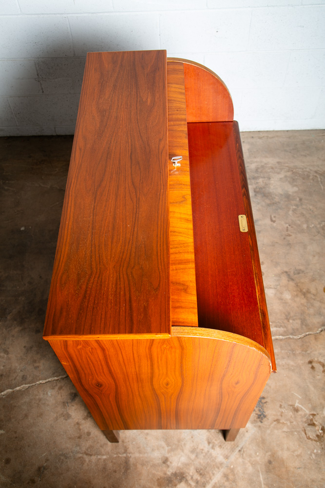 Mid Century Danish Modern Desk Rolltop Secretary Teak Wood Denmark Vintage Legs - Image 11