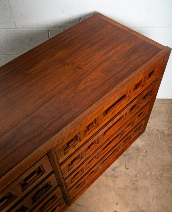 Mid Century Modern Credenza Dresser 12 Drawer Solid Walnut Vintage Cabinet 93" - Image 9