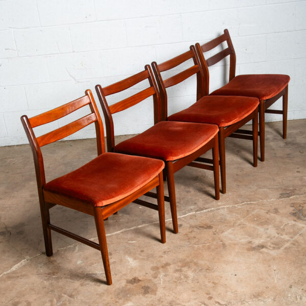 Mid Century Danish Modern Dining Chairs Set 4 Solid Teak Orange Dark Denmark Mcm - Image 7