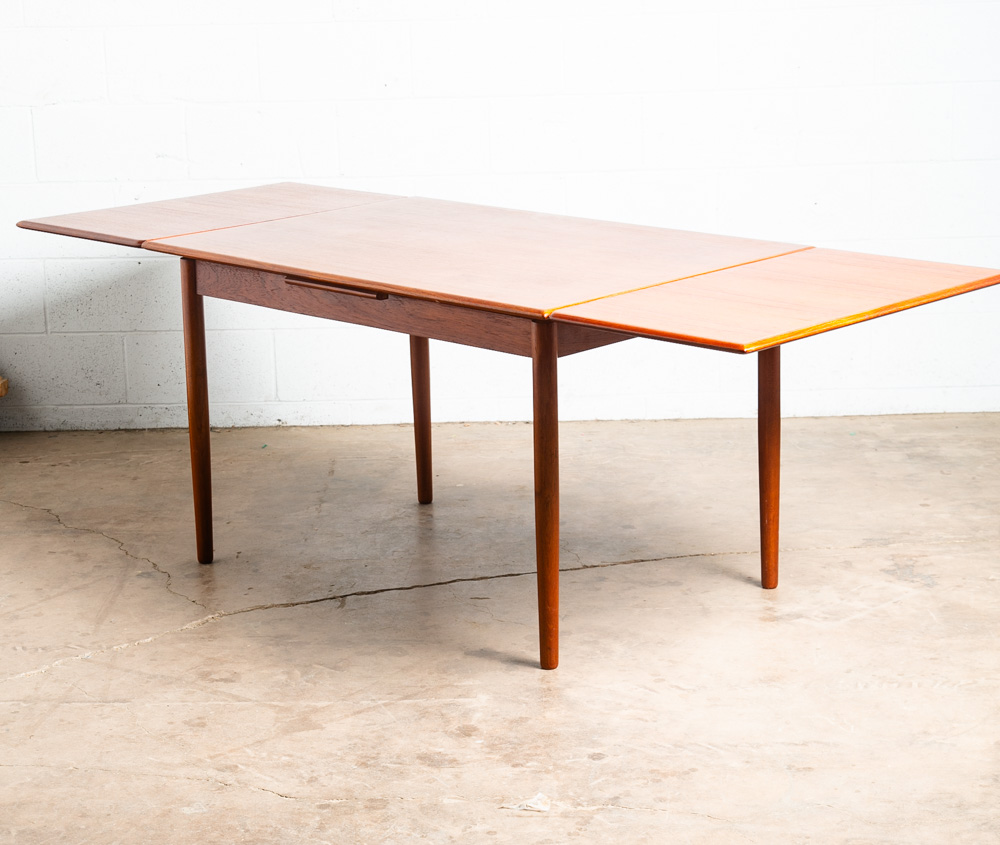 Mid Century Danish Modern Dining Table Teak Extension 2 Draw Leaf Denmark Mcm - Image 6