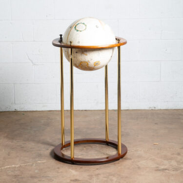 Mid Century Modern Globe Floor Brass Repogle World Vintage Gold Spinning Wood NM