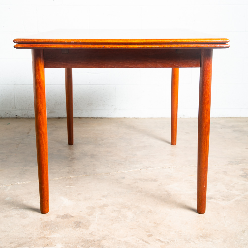 Mid Century Danish Modern Dining Table Teak Extension 2 Draw Leaf Denmark Mcm - Image 4
