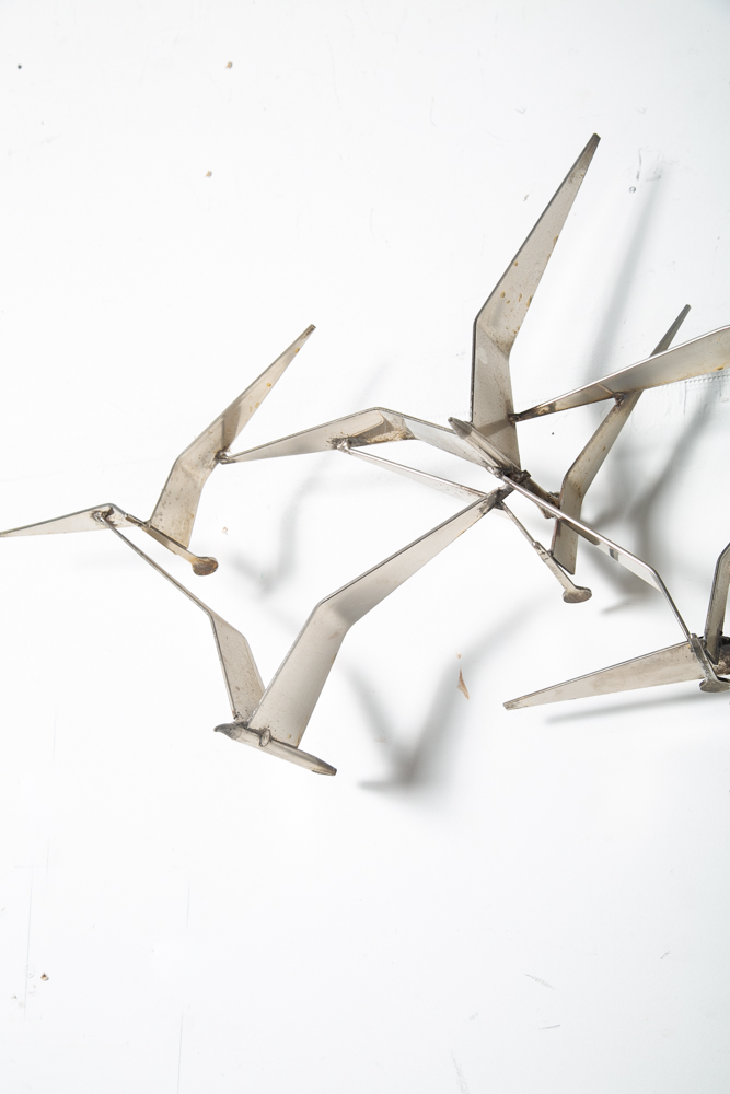 Mid Century Modern Sculpture Birds in Flight Art Wall C. Jere Metal Silver Heavy - Image 10