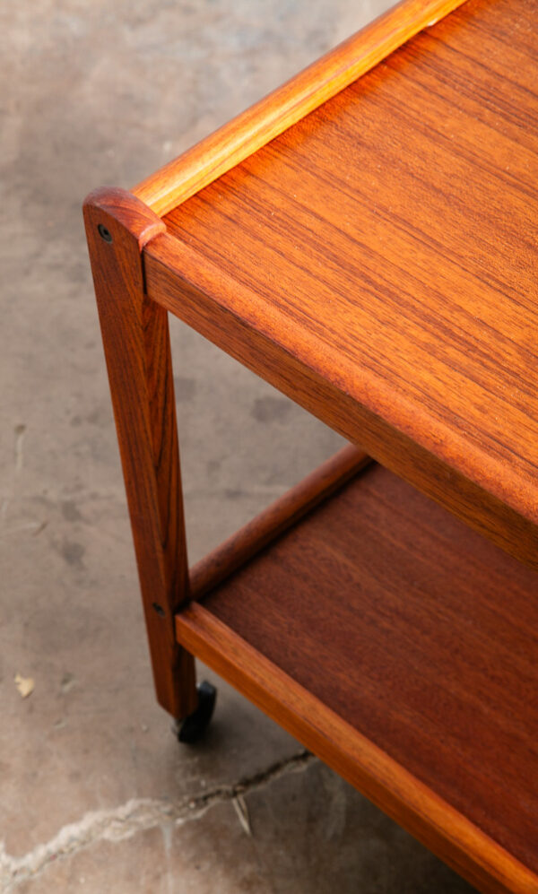 Mid Century Danish Modern Serving Cart Trolley Teak Wood Rolling Bar Vintage Mcm - Image 7