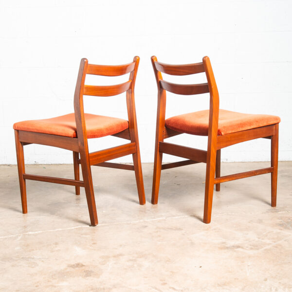 Mid Century Danish Modern Dining Chairs Set 4 Solid Teak Orange Dark Denmark Mcm - Image 5