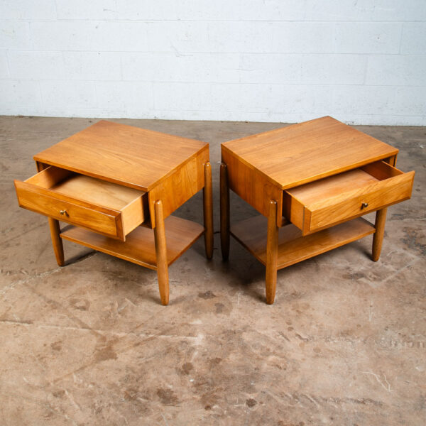Mid Century Modern Nightstands End Side Tables LA period Furniture Blonde Drawer - Image 6