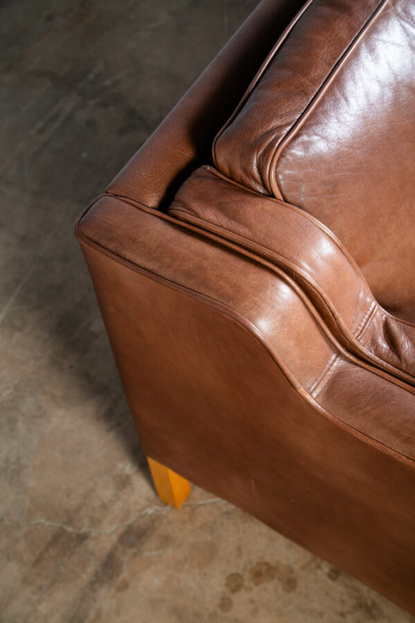 Mid Century Danish Modern Sofa Couch Mogens Hansen Brown Tan 3 Seater Beech Wood - Image 10