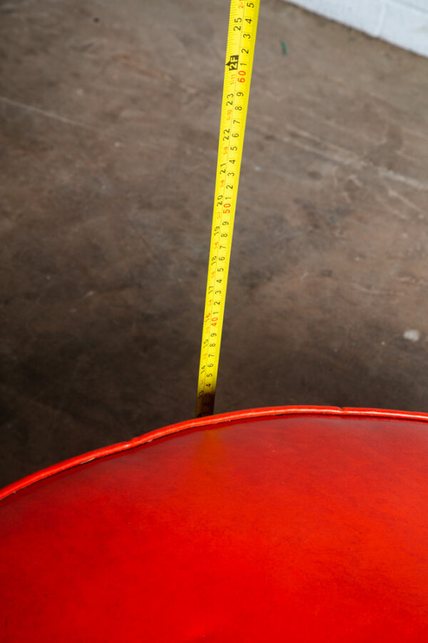 Mid Century Modern Ottoman Large Stool Round Red Black Circular Vintage Foot LG - Image 9