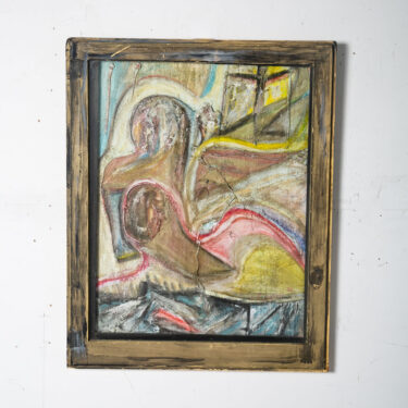 Mid Century Modern Painting Art Abstract Expressionism Framed Yellow Textured