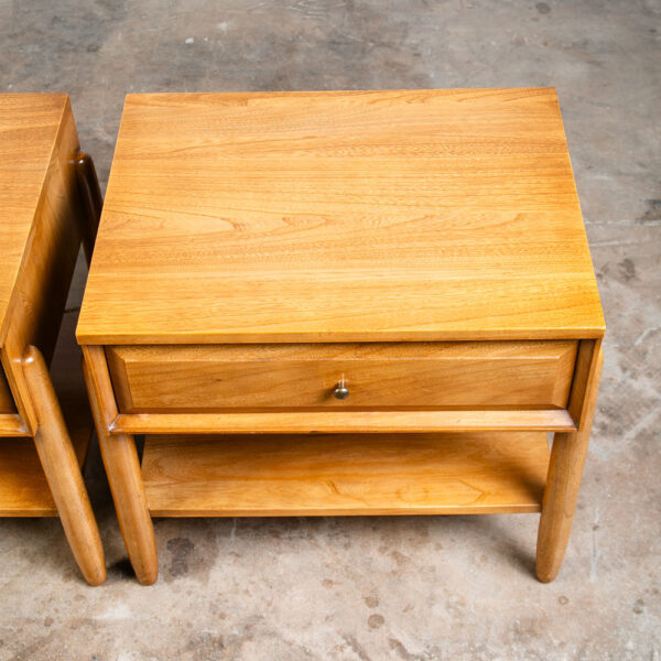 Mid Century Modern Nightstands End Side Tables LA period Furniture Blonde Drawer - Image 9