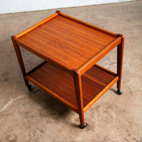 Mid Century Danish Modern Serving Cart Trolley Teak Wood Rolling Bar Vintage Mcm - Image 5